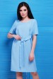 Модное повседневное платье из голубого льна  (Платья, #5508)