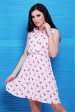Белое платье с розовыми фламинго - PL-1480B (Платья, #5515)