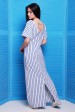 Длинное платье в однотонную вертикальную полоску цвета электрик (Платья, #5532)