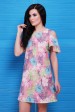 Платье до колен с розовым цветочным принтом - "Lime" PL-1481A (Платья, #5545)