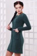 Платье с жемчужинами на карманах, темно-зеленое PL-1563E (Платья, #6462)