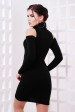 Черное платье с вышивкой и вырезами на плечах (Платья, #6641)