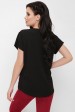 Черная футболка с цветочным принтом - "Air" FB-1614D1 (Футболки, #6956)
