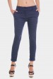 Укороченные женские брюки 7/8 темно-синего цвета в горошек. BRK-286B (Брюки, Штаны, #7825)
