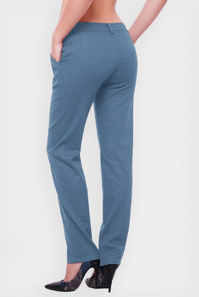 Женские брюки джинсового цвета из льна. SHT-1513B