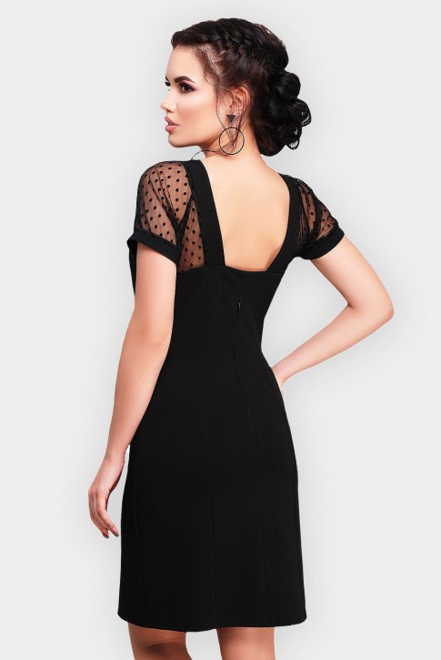 Облегающее черное платье сеткой и открытой спиной (фото 2)