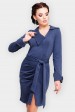Платье с асимметричным декольте, темный джинс PL-1573D (Платья, #8327)