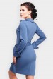 Платье с асимметричным декольте, синий джинс PL-1573B (Платья, #8331)
