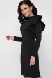Платье с пышной рюшей на плече, черное PL-1668B (Платья, #8389)