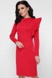 Платье с пышной рюшей на плече, красное PL-1668C (Платья, #8392)