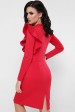 Платье с пышной рюшей на плече, красное PL-1668C (Платья, #8393)