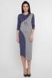 Комбинированное платье с ассиметричным низом джинсового цвета. PL-1753A (Платья, #8497)
