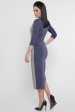 Комбинированное платье с ассиметричным низом джинсового цвета. PL-1753A (Платья, #8499)