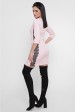 Короткое светло-розовое платье с черным гипюром. PL-1756B (Платья, #8507)