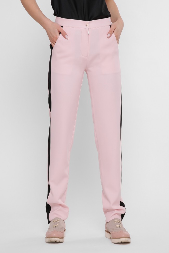 Розовые брюки с черными лампасами. SHT-1759A