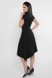 Черное асимметричное платье присборенное сбоку. PL-1758B (Платья, #8524)