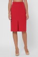 Красная прямая юбка с разрезом YUB-1002C (Юбки, #8896)